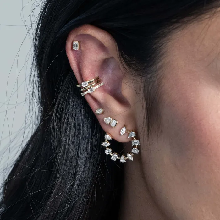 Alev Collection Earrings Small Multi Shape Diamond Round Swirl Earrings