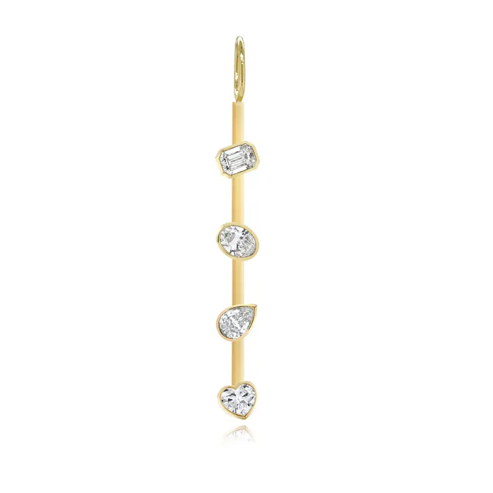 Alev Jewelry Charm Necklaces Four Diamonds Gold Bar Charm