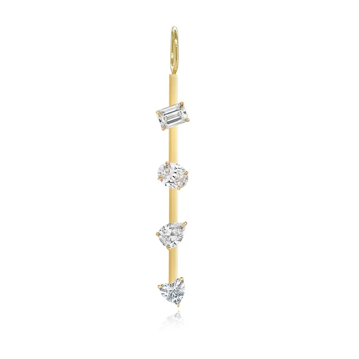Alev Jewelry Charm Necklaces Four Diamonds Gold Bar Charm