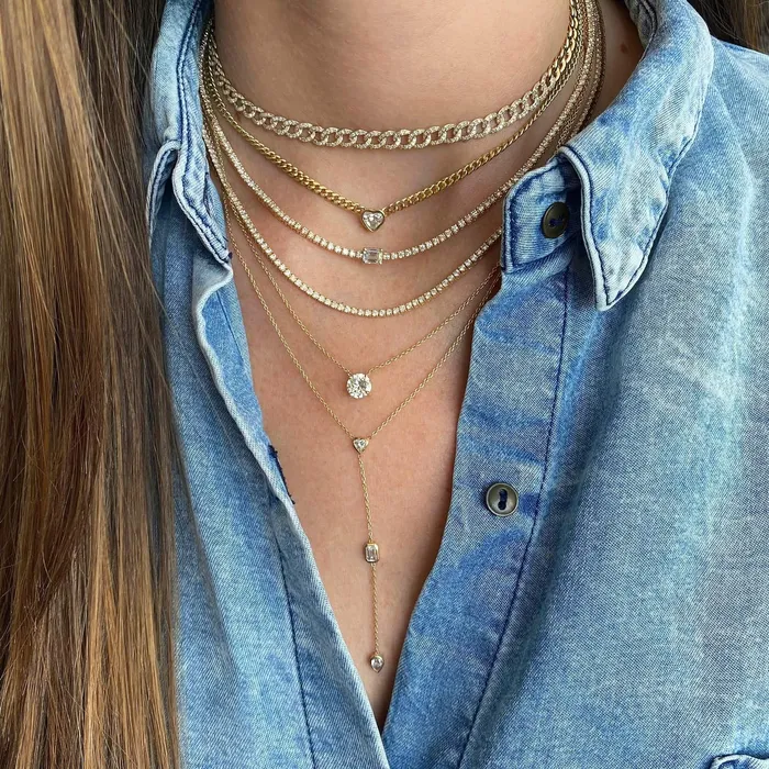 Alev Jewelry Necklaces Lariat Multi Bezel Diamond Shape Necklace