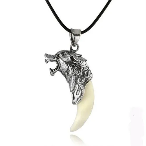 Antique Silver Tribal Stark Wolf Fang Tooth Pendant Necklace for Men Fashion Stylish Necklace Jewelry sparklingselections Necklaces Antique Silver Tribal Stark Wolf Fang Tooth Pendant Necklace for Men Fashion Stylish Necklace Jewelry sparklingselections Necklaces