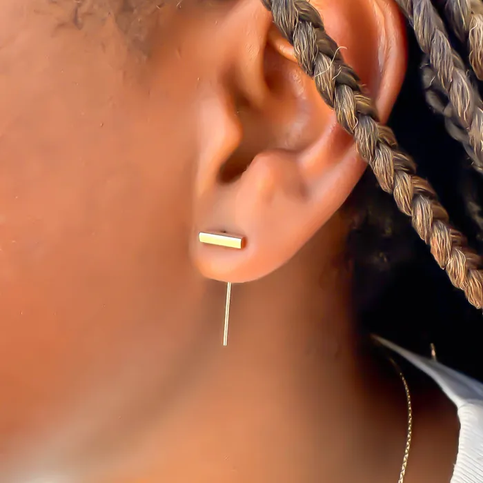 Bar Threader Earrings 14K Gold Filled Hoops By Hand Earrings