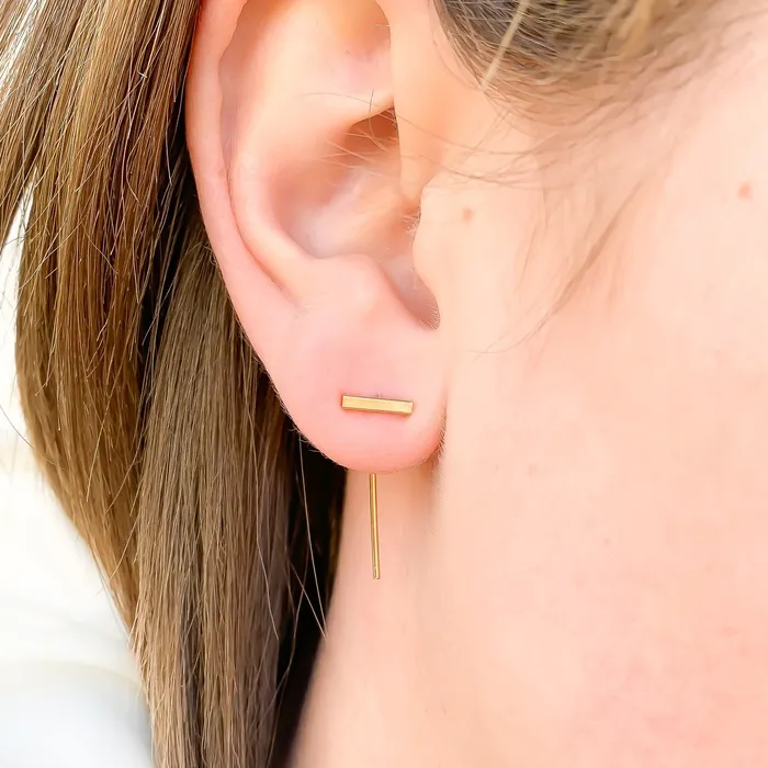 Bar Threader Earrings 14K Gold Filled Hoops By Hand Earrings
