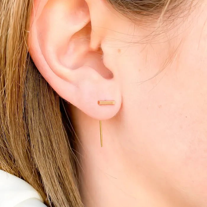 Bar Threader Earrings 14K Gold Filled Hoops By Hand Earrings