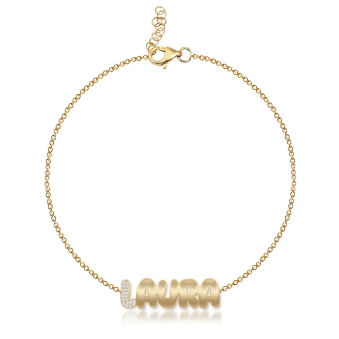 Bracelets Alev Collection Pave Initial Gold Name Bracelet