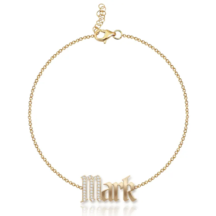 Bracelets Alev Collection Pave Initial Gold Name Bracelet