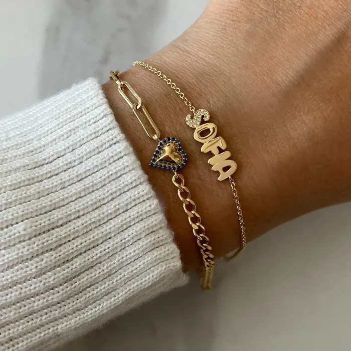 Bracelets Alev Collection Pave Initial Gold Name Bracelet