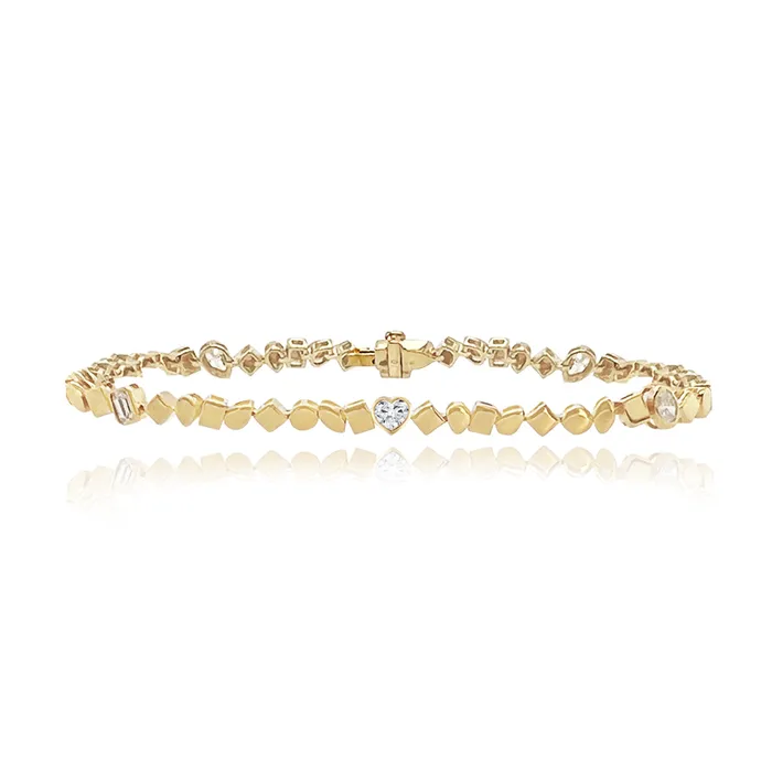 Bracelets Alev Jewelry Multi Shape Diamond Golden Bracelet