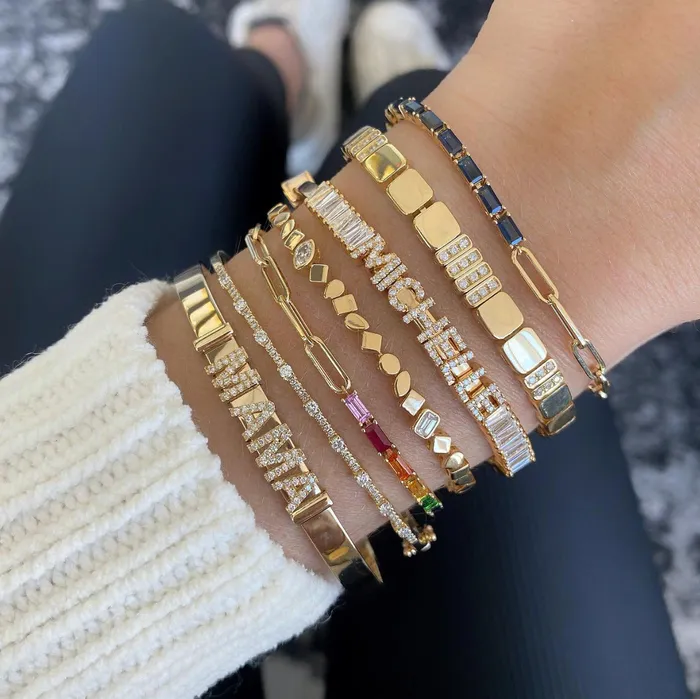 Bracelets Alev Jewelry Multi Shape Diamond Golden Bracelet