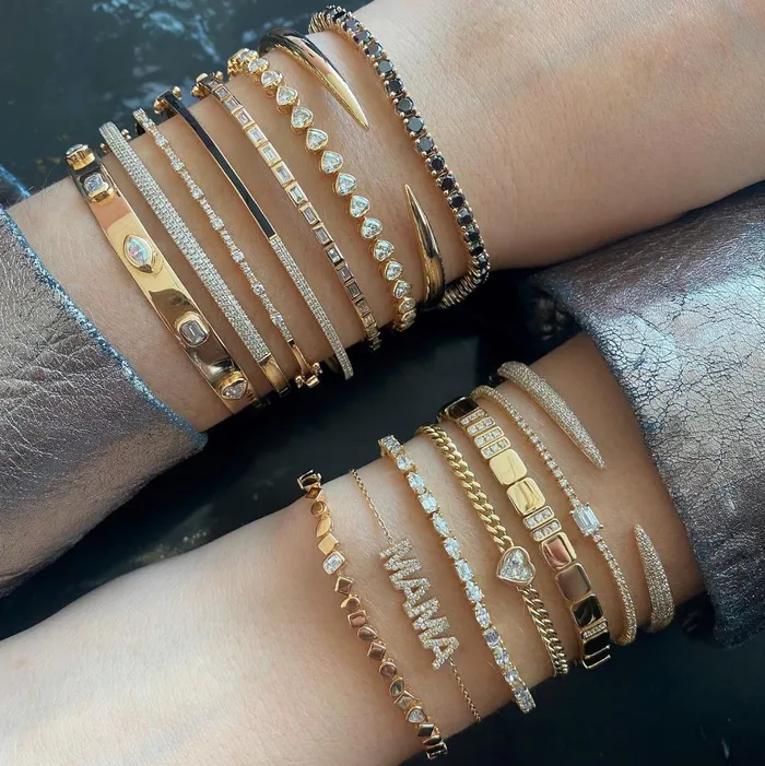Bracelets Alev Jewelry Multi Shape Diamond Golden Bracelet