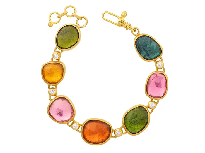 Bracelets GG GOLD OOAK GURHAN Elements Gold Tourmaline All Around SingleStrand Bracelet Mixed Amorphous Shapes Bracelets GG GOLD OOAK GURHAN Elements Gold Tourmaline All Around SingleStrand Bracelet Mixed Amorphous Shapes