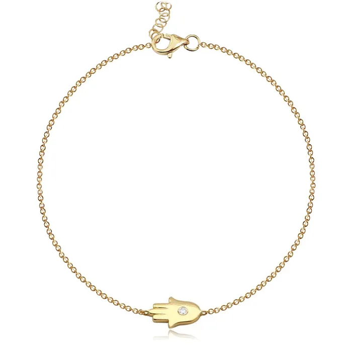 Bracelets Gold Hamsa with Center Diamond Bracelet Alev Collection
