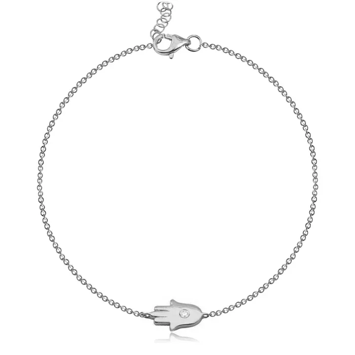 Bracelets Gold Hamsa with Center Diamond Bracelet Alev Collection