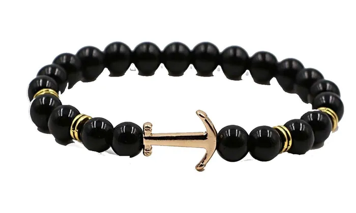 Bracelets sparklingselections Natural Stone Anchor Arrow beads bracelet black Bracelets sparklingselections Natural Stone Anchor Arrow beads bracelet black