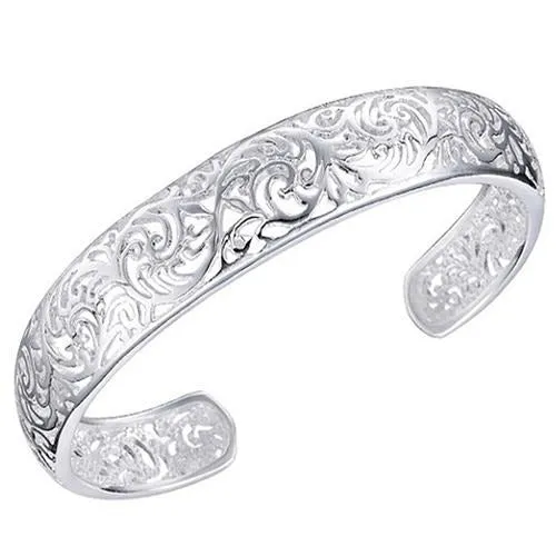 Bracelets sparklingselections Silver Plated Bezel Hollow Cuff Bangle Bracelet Bracelets sparklingselections Silver Plated Bezel Hollow Cuff Bangle Bracelet