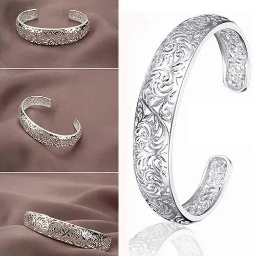 Bracelets sparklingselections Silver Plated Bezel Hollow Cuff Bangle Bracelet Bracelets sparklingselections Silver Plated Bezel Hollow Cuff Bangle Bracelet