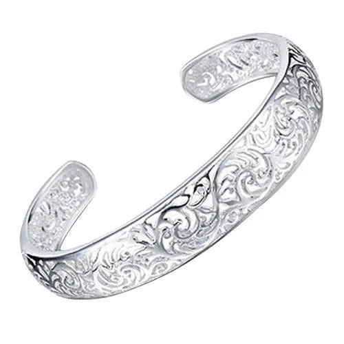 Bracelets sparklingselections Silver Plated Bezel Hollow Cuff Bangle Bracelet Bracelets sparklingselections Silver Plated Bezel Hollow Cuff Bangle Bracelet