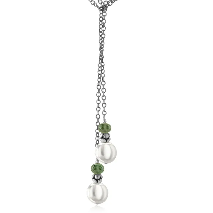 Coin Pearl Tourmaline Lariat Necklace Elisa Ilana Necklaces