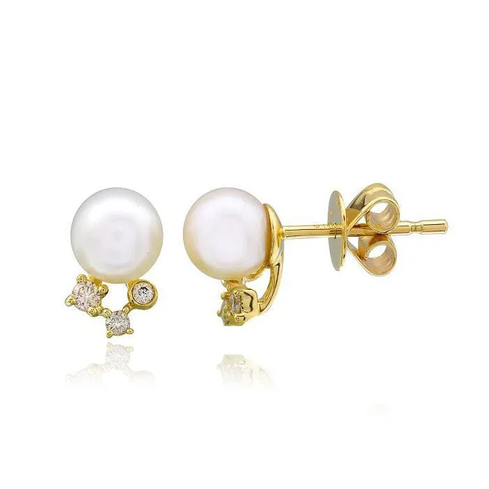 Earrings Alev Collection Pearl and Diamonds Stud