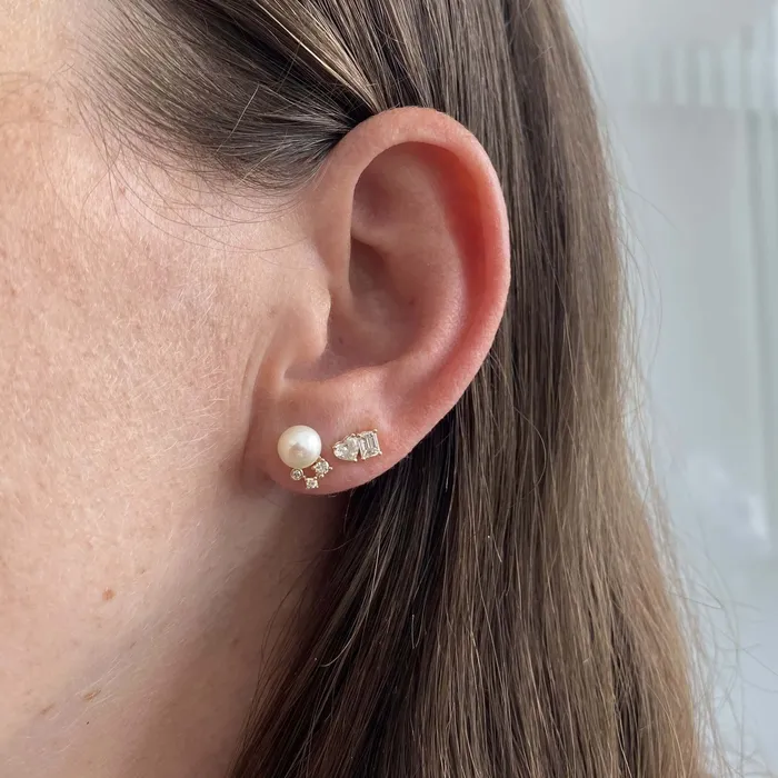 Earrings Alev Collection Pearl and Diamonds Stud