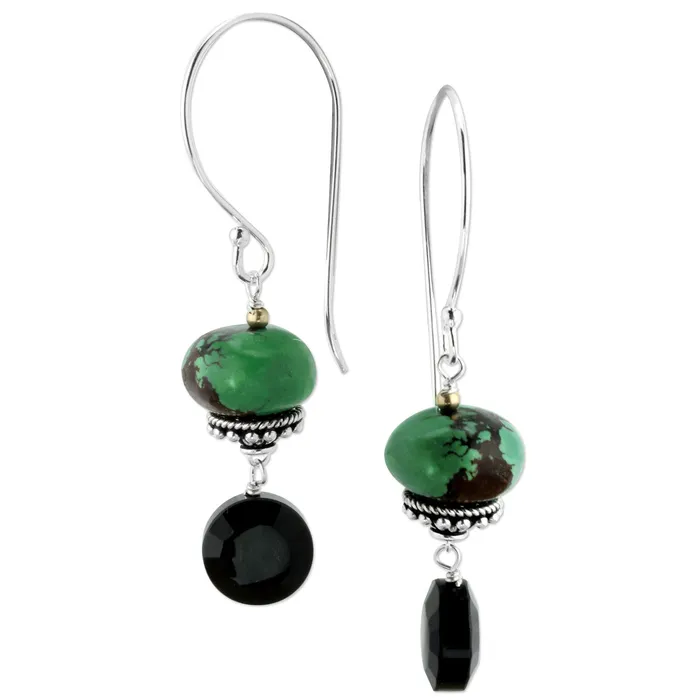 Earrings Elisa Ilana Green Turquoise and Onyx Earrings343120