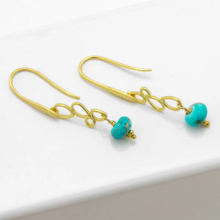 Earrings Elisa Ilana Impressionist Collection Decorated Turquoise Earrings