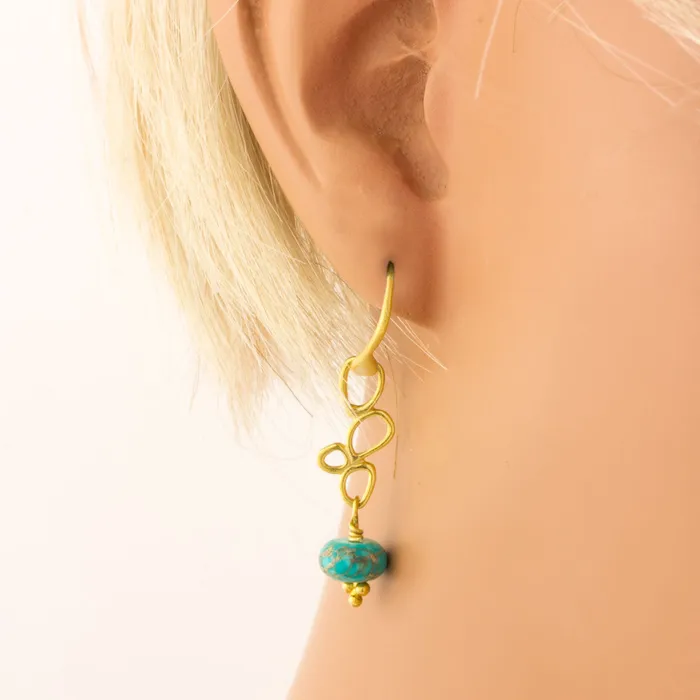 Earrings Elisa Ilana Impressionist Collection Decorated Turquoise Earrings