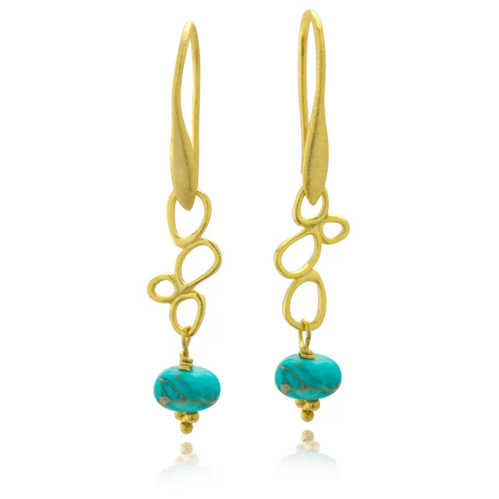 Earrings Elisa Ilana Impressionist Collection Decorated Turquoise Earrings