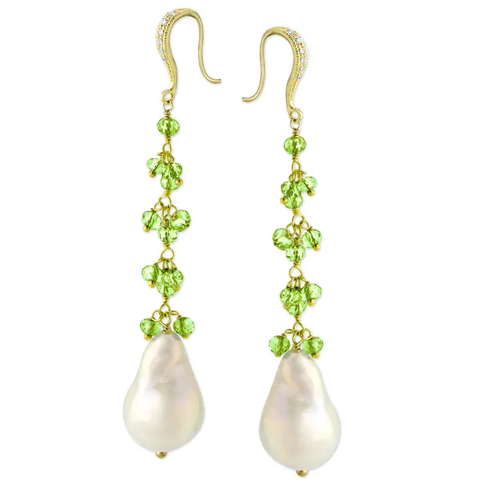 Earrings Elisa Ilana Light Blue Quartz White Pearl Earrings