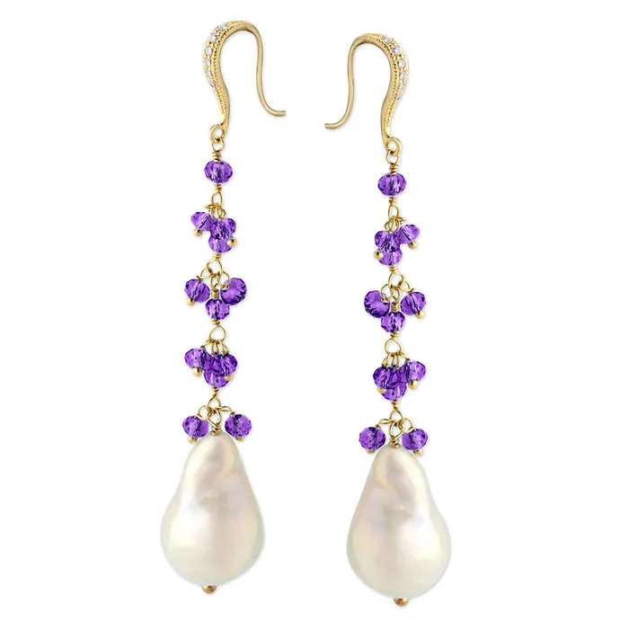 Earrings Elisa Ilana Light Blue Quartz White Pearl Earrings