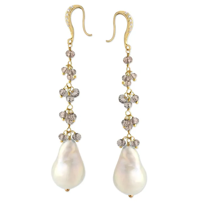 Earrings Elisa Ilana Light Blue Quartz White Pearl Earrings