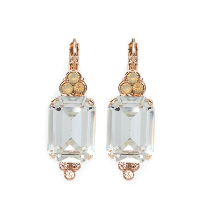 Earrings Mariana Mariana Emerald Cut w Trio Stone Cluster Peace Earrings