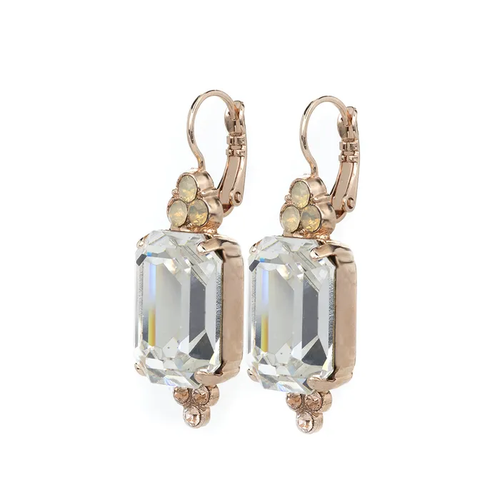 Earrings Mariana Mariana Emerald Cut w Trio Stone Cluster Peace Earrings