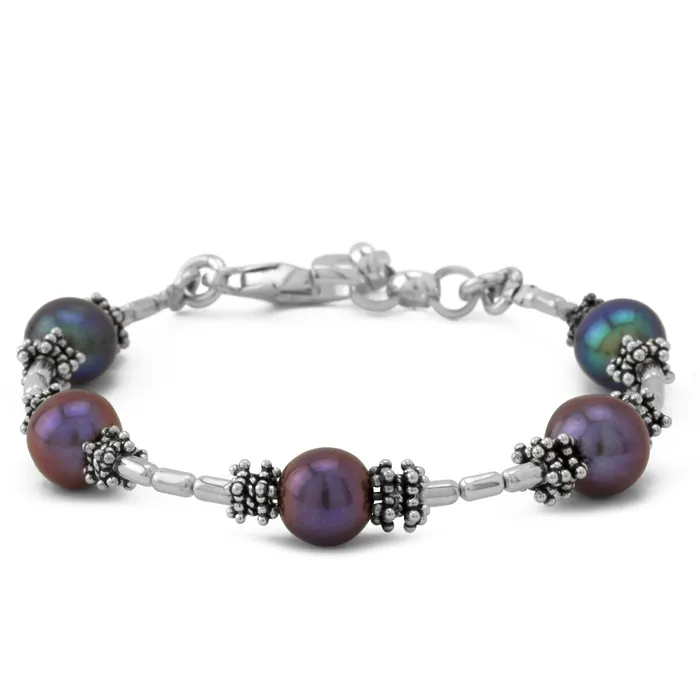 Elisa Ilana Bracelets 85mm Grey Pearl Sterling Silver Bracelet