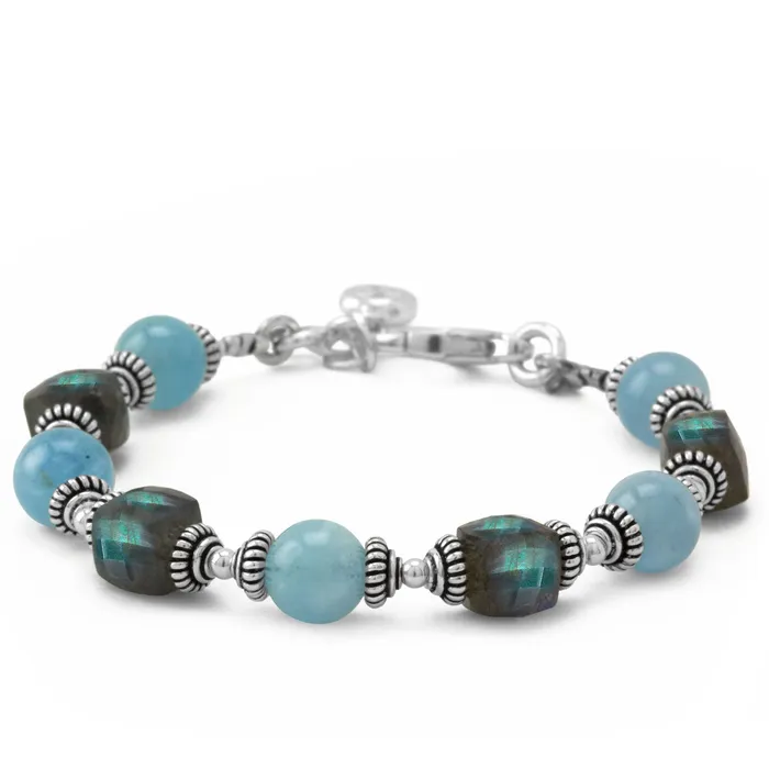 Elisa Ilana Bracelets Aquamarine Faceted Labradorite Bracelet