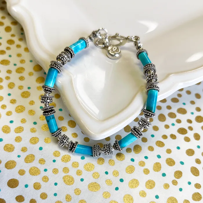 Elisa Ilana Bracelets Sterling Silver Bracelet with Turquoise Tubes