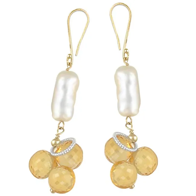 Elisa Ilana Earrings Citrine StickTube Pearl Earrings293136