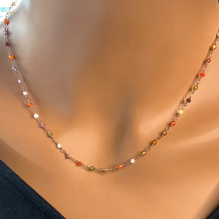 Elisa Ilana Necklaces Multistone Necklace on 14kt Rose Vermeil