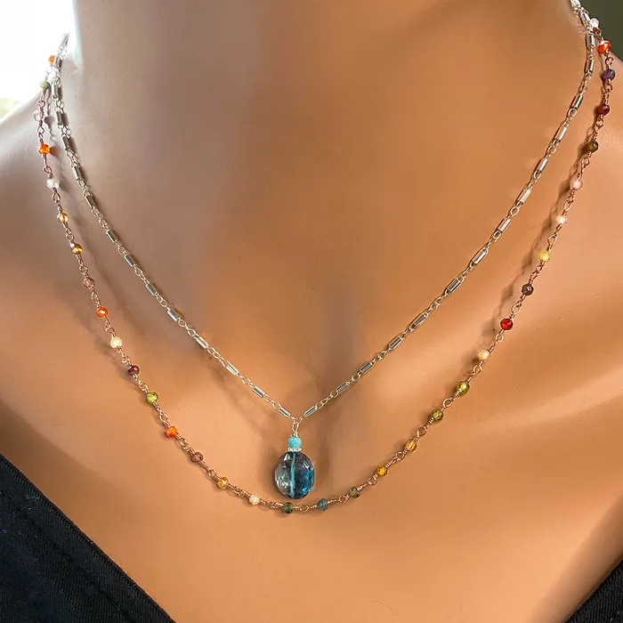 Elisa Ilana Necklaces Multistone Necklace on 14kt Rose Vermeil Elisa Ilana Necklaces Multistone Necklace on 14kt Rose Vermeil