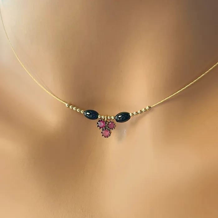 Elisa Ilana Necklaces Ruby Onyx Cable Necklace