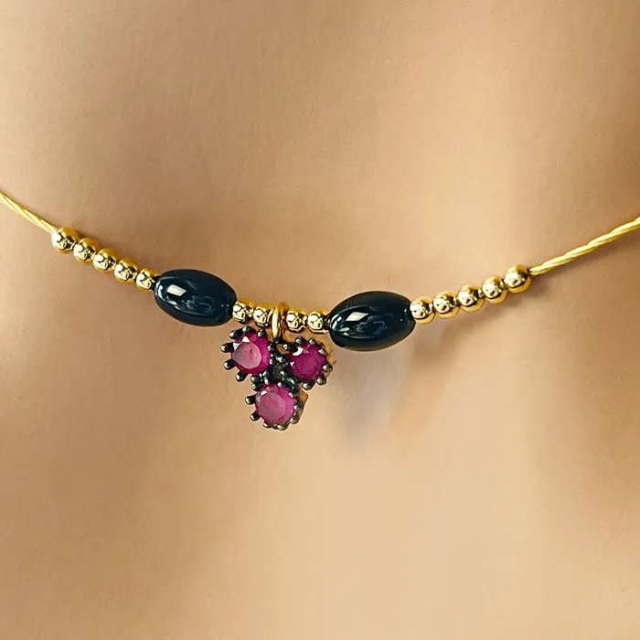 Elisa Ilana Necklaces Ruby Onyx Cable Necklace Elisa Ilana Necklaces Ruby Onyx Cable Necklace