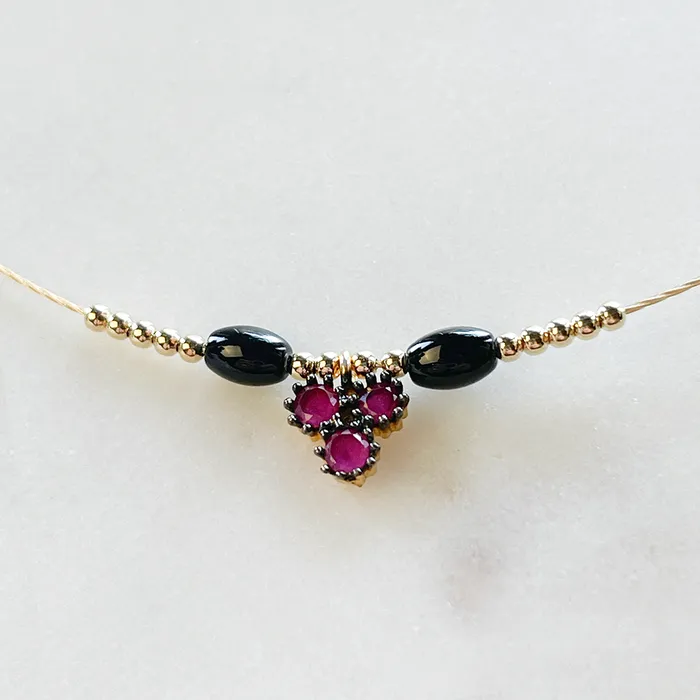 Elisa Ilana Necklaces Ruby Onyx Cable Necklace Elisa Ilana Necklaces Ruby Onyx Cable Necklace