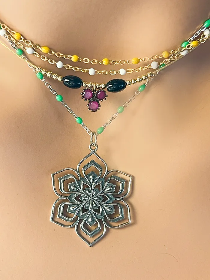 Elisa Ilana Necklaces Ruby Onyx Cable Necklace Elisa Ilana Necklaces Ruby Onyx Cable Necklace