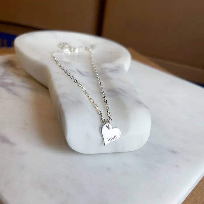 Engraved Heart Pendant on Chain Necklace Elisa Ilana Necklaces Engraved Heart Pendant on Chain Necklace Elisa Ilana Necklaces