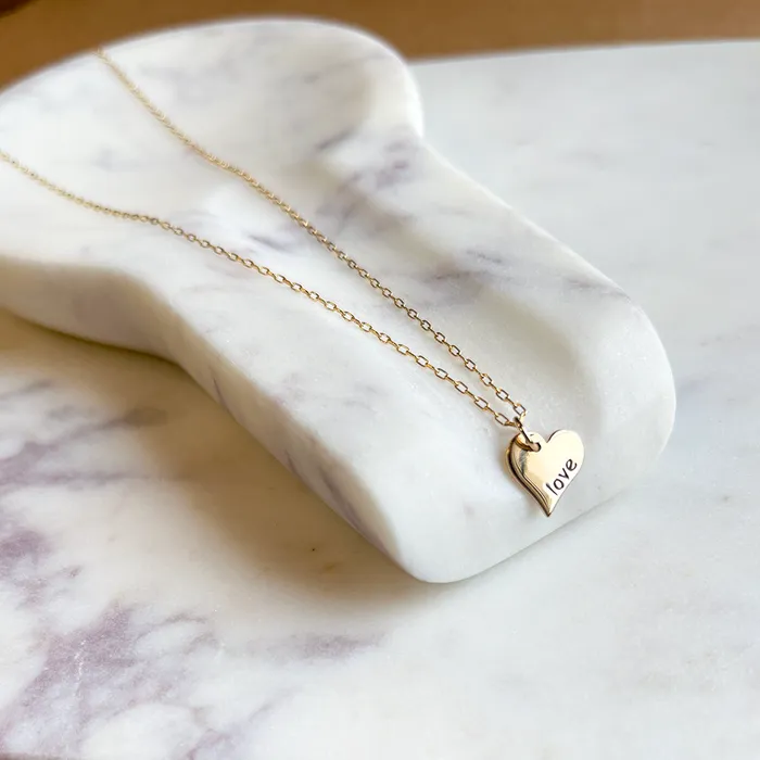 Engraved Heart Pendant on Chain Necklace Elisa Ilana Necklaces Engraved Heart Pendant on Chain Necklace Elisa Ilana Necklaces
