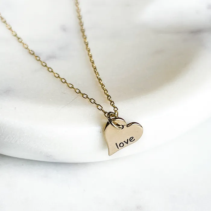 Engraved Heart Pendant on Chain Necklace Elisa Ilana Necklaces Engraved Heart Pendant on Chain Necklace Elisa Ilana Necklaces