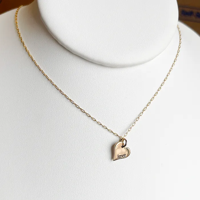 Engraved Heart Pendant on Chain Necklace Elisa Ilana Necklaces Engraved Heart Pendant on Chain Necklace Elisa Ilana Necklaces