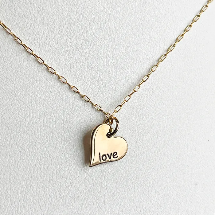 Engraved Heart Pendant on Chain Necklace Elisa Ilana Necklaces Engraved Heart Pendant on Chain Necklace Elisa Ilana Necklaces