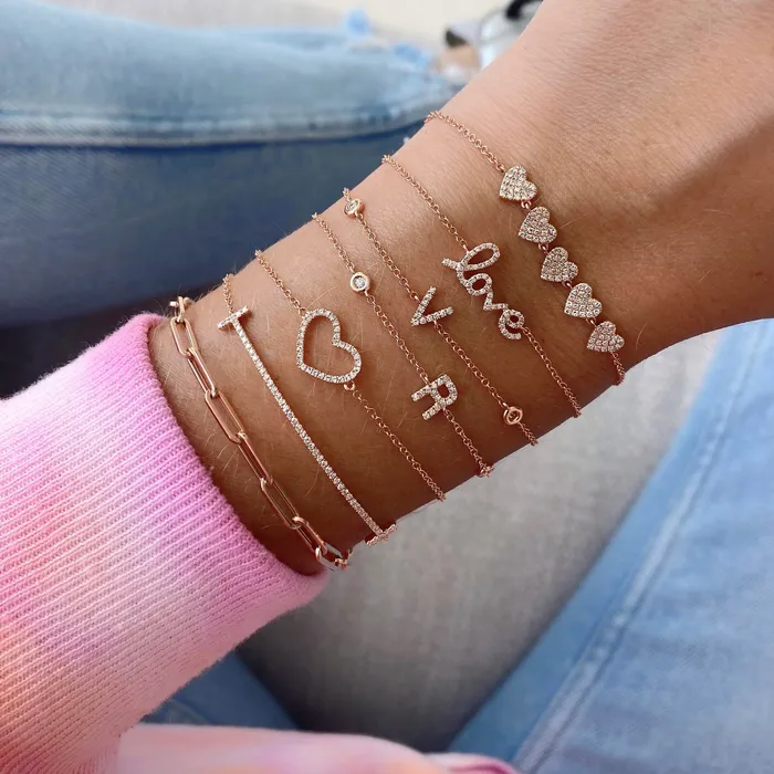 Five Pave Hearts Bracelet Alev Collection Bracelets