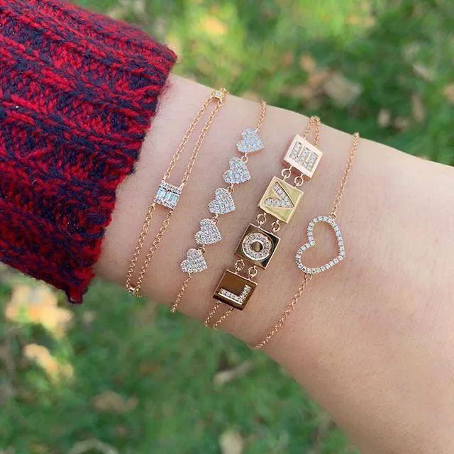 Five Pave Hearts Bracelet Alev Collection Bracelets
